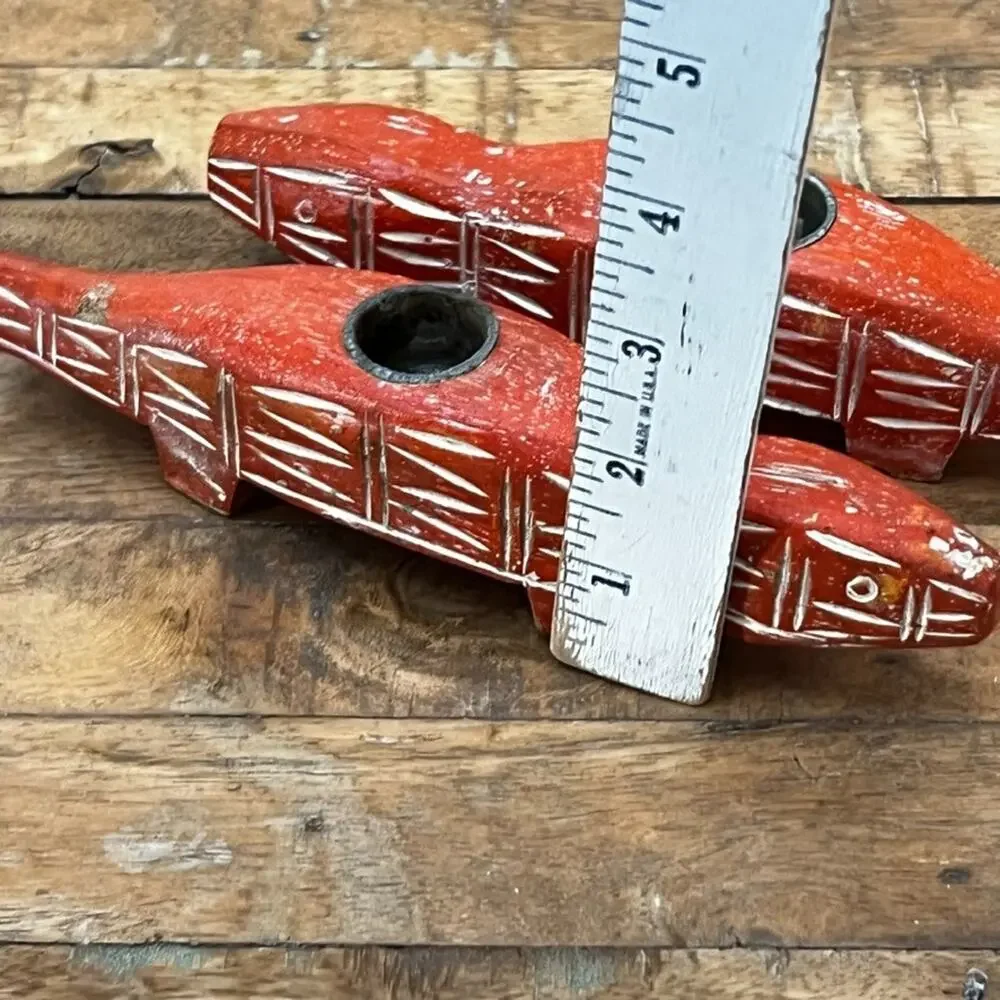 Pottery Barn Wood Carved Candlestick Holders Set of 2 8
